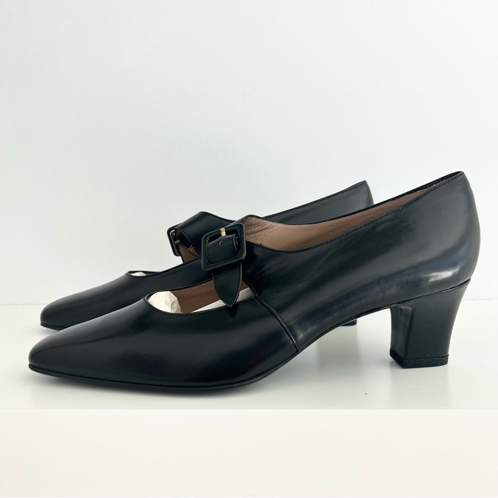 Vintage Ñora Yanko Heels, Made in Spain, Black with Buckle, Size 9.5, New